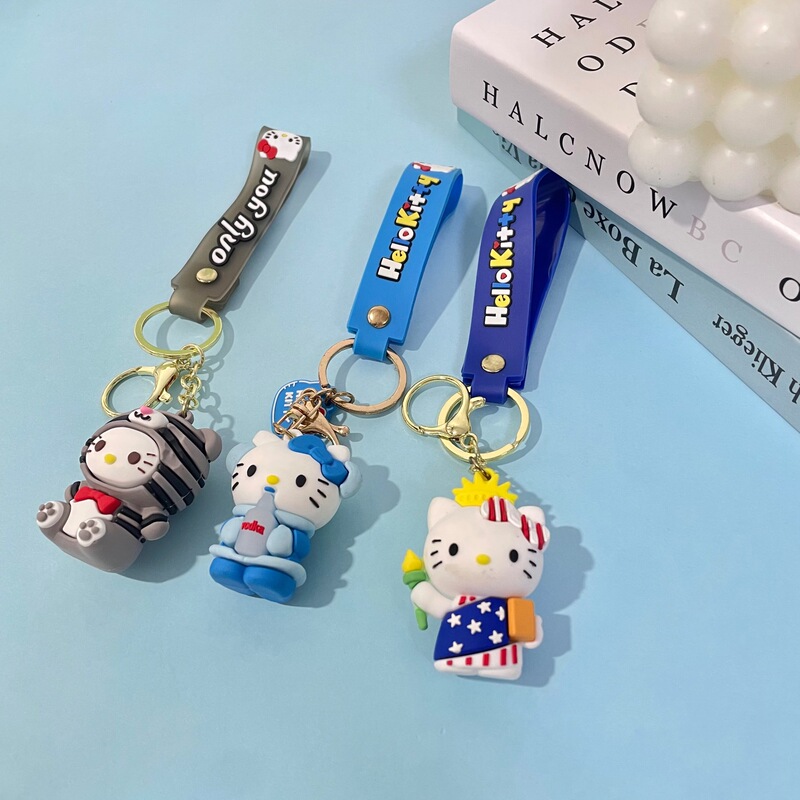 3D Pvc Resin Keychain 3D Doll Pendant Bag Charm Hello Kitty Keychain Pendant Longgang Factory