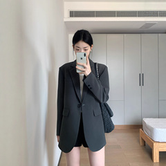 设计感灰色西装外套女2025秋季新款宽松慵懒风休闲小西服潮流百搭