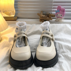 法式少女單鞋女2022夏季新款厚底增高配裙子優雅淺口圓頭瑪麗珍鞋