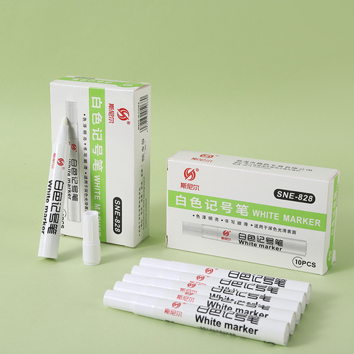 Oil-based waterproof quick-drying large-capacity Snier white marker large-head paint pen tire mark marker pen