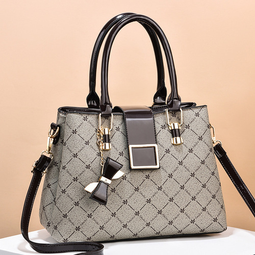 【Dropshipping Women's Handbags】 New Fashion Printed Women's Tote Bag Large Capacity Color Block Single Shoulder Crossbody Bag Trendy