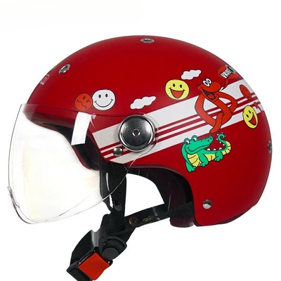 Motosiklet dəbilqələri Seasons, Half Helmet for Electric Vehicles - s-matte-red-red-white-multicolor-snake-b103
