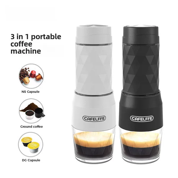 Cross-border portable coffee machine three-in-one Italian capsule coffee machine outdoor travel hand pressure coffee pot in stock