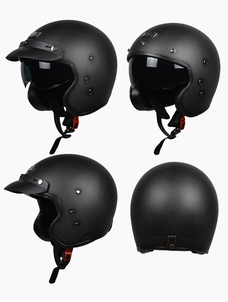 Carbon Fiber Retro Half Helmet Summer Motorcycle Helmet