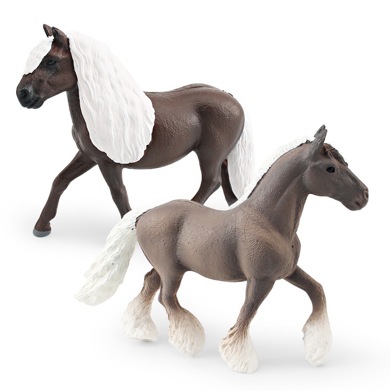 Bosque negro caballo flor punto hembra caballo decoración adornos estáticos Simulación transfronteriza bosque animal modelo de caballo cognición infantil