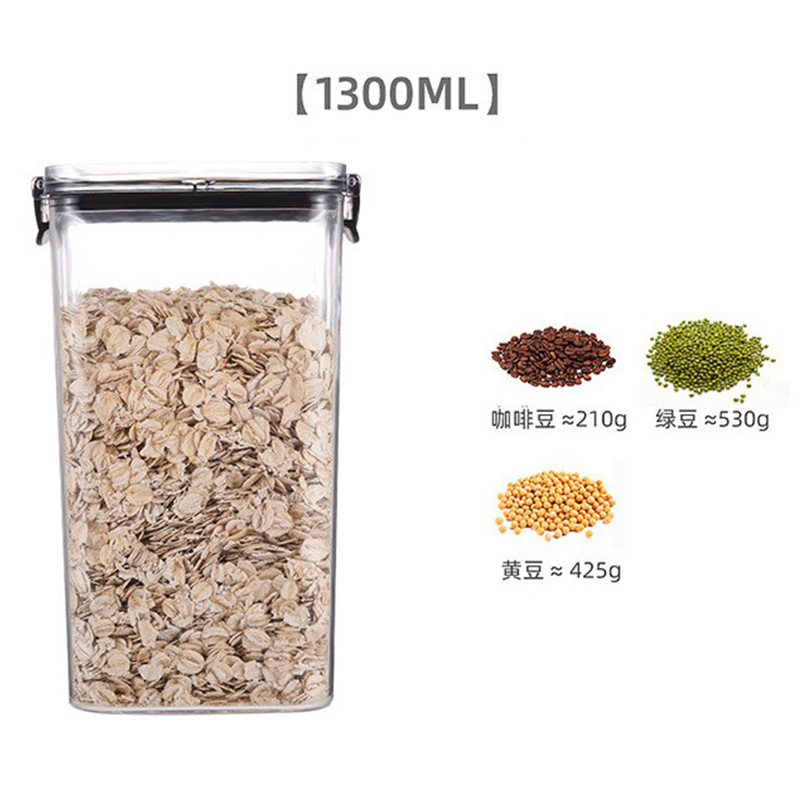 Tanque de sellado de grado alimenticio plástico acrílico transparente almacenamiento de cocina de grado alimenticio snack granos granos almacenamiento de granos