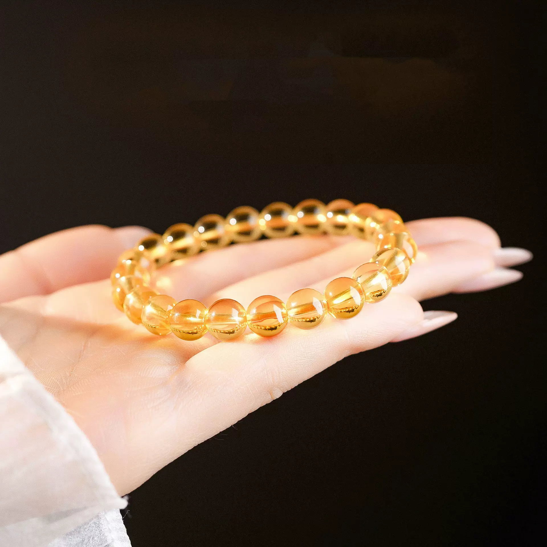 天然黄水晶手链巴西暴力黄水晶手串天然水晶手饰品水晶成品手串珠