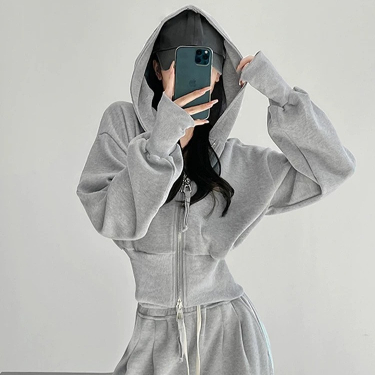 Sports Suit Sweatshirt for Women, New Autumn Short Jacket, Waist-Cinching Top, Casual Pants Two-Piece Set, Korean Style for Petite Sizes