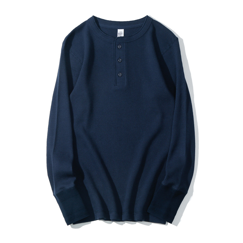 ワッフルのアメリカのレトロなカチカチと重いポンドのヘンリーの襟は底のtシャツを打ちます。