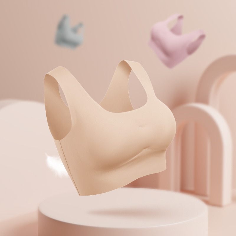 05 스틸 링 없음 여성용 스포츠 수면 섹시한 브래지어 푸시 업 조절 가능한 브래지어 원활한 얼음 실크 아름다운 뒤 속옷