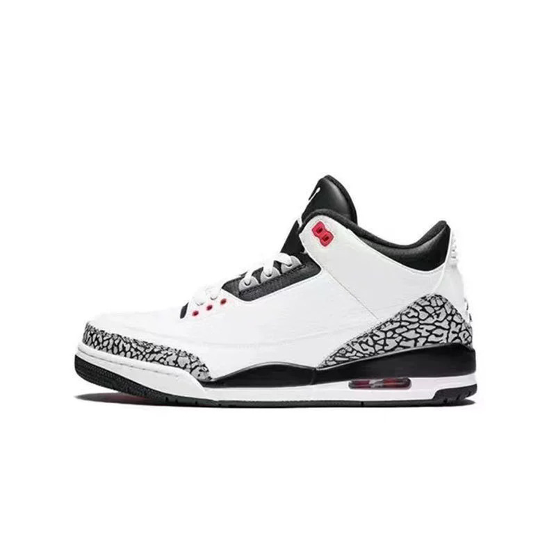 Putian Shoes Wholesale Jordan Aj3 Jordan 3 White Cement Flame Red Air Cushion Non-Slip Men's Basketball Sports Shoes Trendy Hot Item