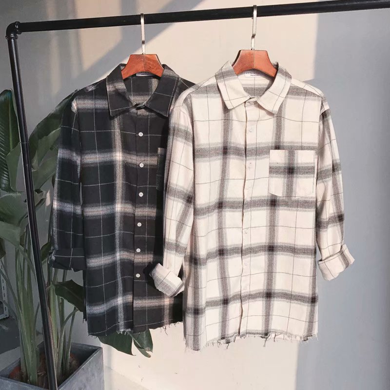 [SHOPEE Popular] PH ropa transfronteriza de los hombres de primavera y otoño de los hombres de moda a cuadros suelta camisa de manga larga casual
