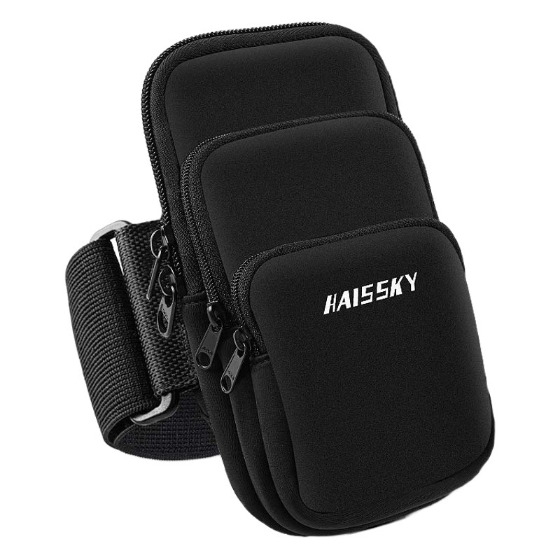 Correr bolsa de brazo para hombres y mujeres deportes al aire libre fitness manga del brazo tres bolsillos de gran capacidad universal teléfono móvil brazo bolsa de muñeca brazo banda