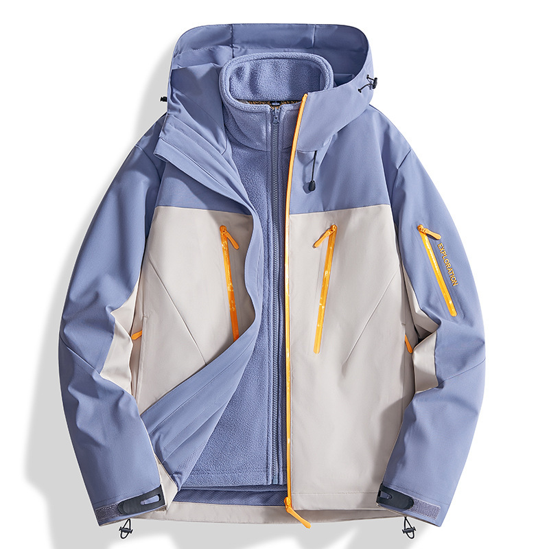 鳥家同型ジャケット、カスタムロゴ刺繍入り、3in1登山服、防風防水、裏起毛ジャケット、男女兼用|undefined