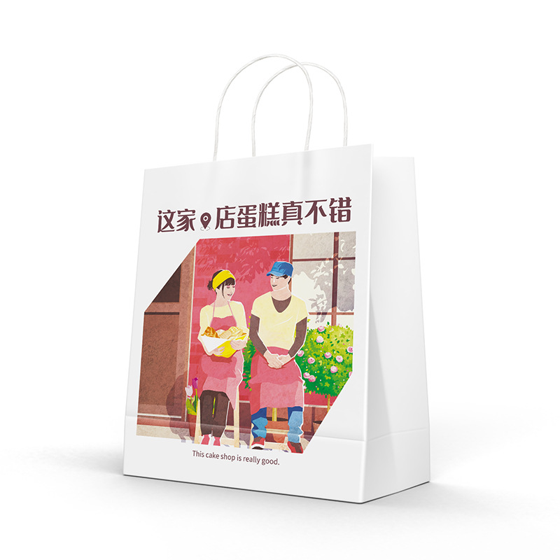 Internet celebridad tienda de pasteles para llevar bolsa de papel de embalaje pastel de hornear bolsa de embalaje ins estilo creativo bolsa de papel portátil en stock