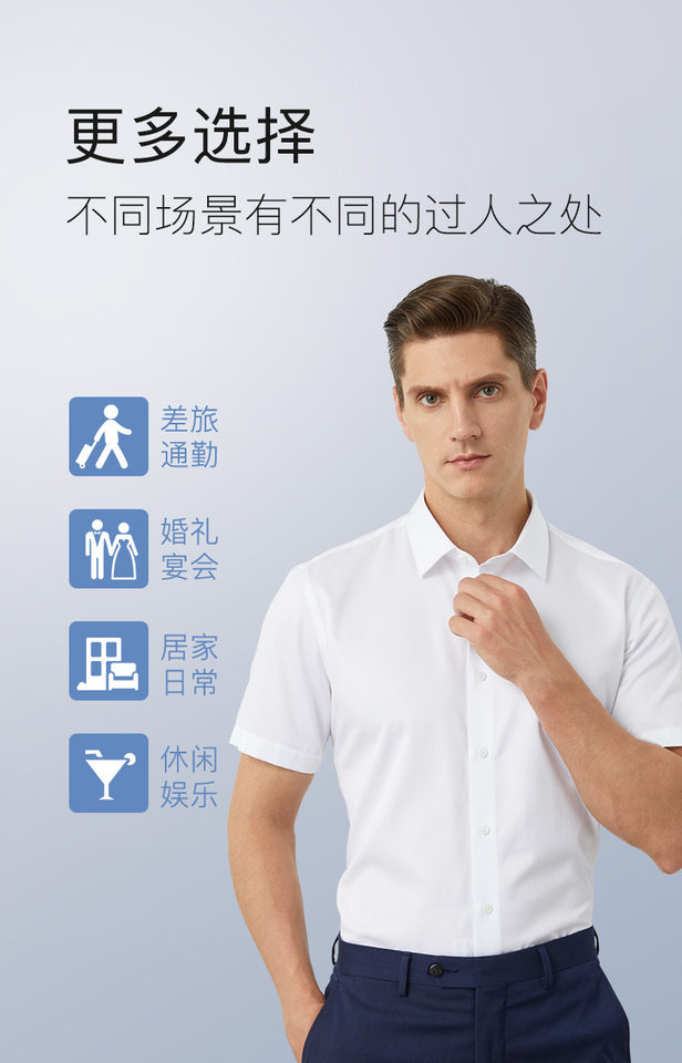 Áo sơ mi nam ngắn tay cổ lật cotton 80s không cần ủi form vừa vặn — Màu xanh nhạt ngắn tay nam cổ vuông, Trắng ngắn tay nam cổ vuông chi tiết 12