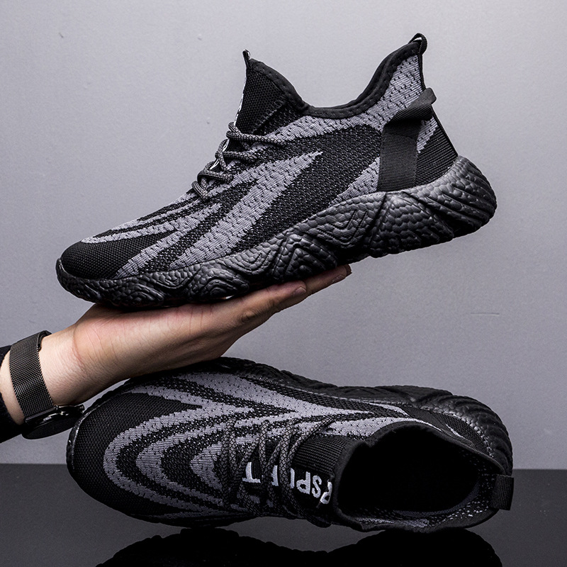 男鞋子2021春季新款跨境冷粘胶黏轻便飞织透气网面休闲运动男鞋