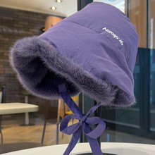 紫色毛绒护耳帽保暖加厚秋冬款东北哈尔滨防风防寒雷锋帽户外帽子
