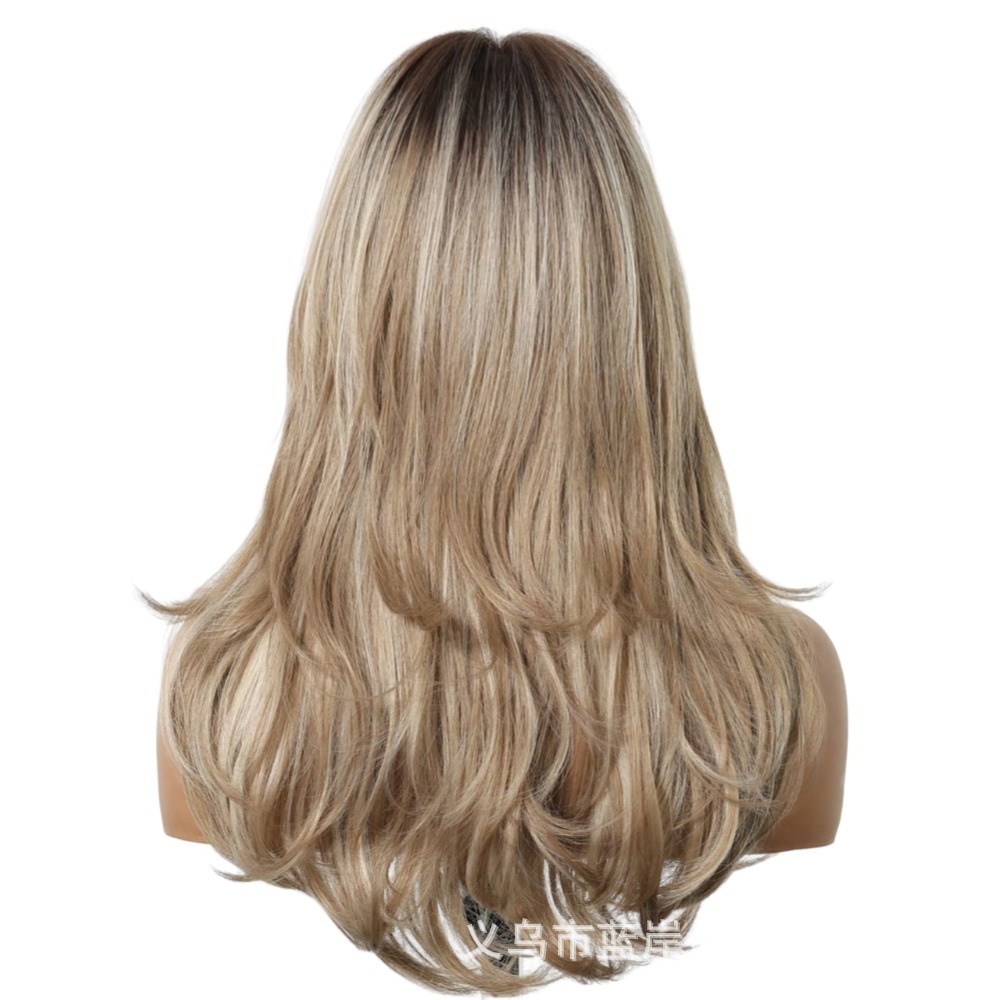 Peruca europea y americana para mujeres simulación natural de ocho caracteres rizos de cabello largo sensación de atmósfera perezosa toda la cubierta de pelo