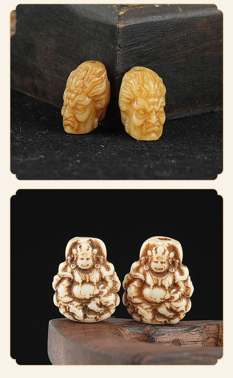 Collection of Finely Carved Xizang-Style Bone Accessories for DIY Bracelets, Necklaces, and Woven Bracelets with Spacer Beads
