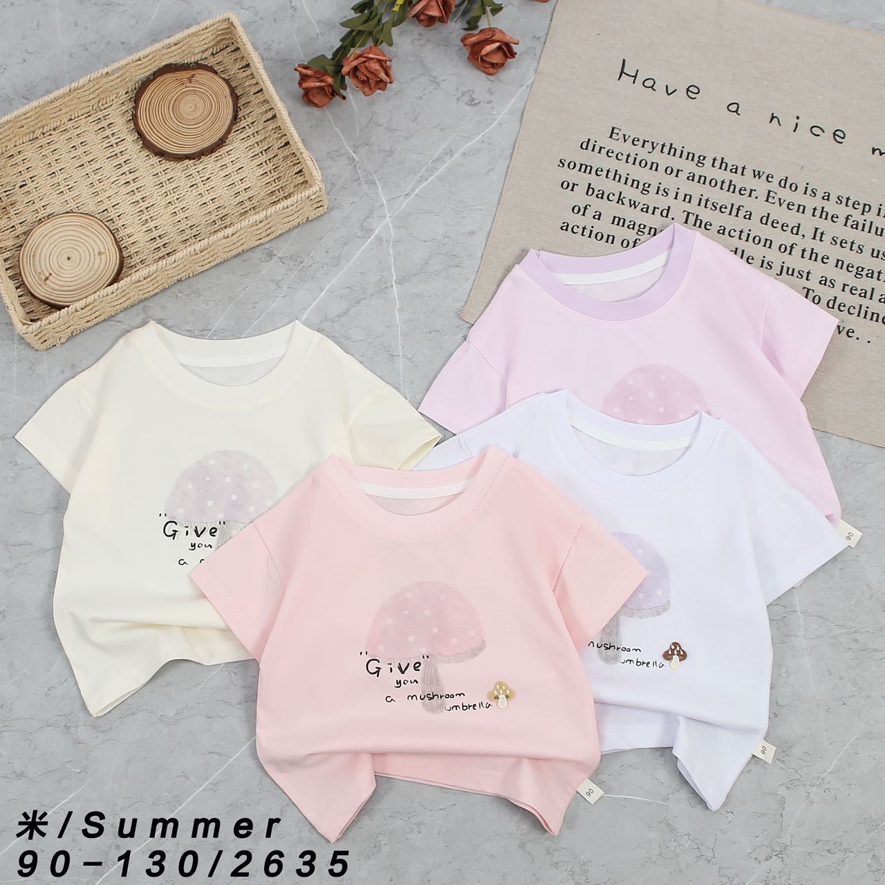 2026 Summer Export Children's Clothing for Small and Medium-Sized Children, Girls' Short-Sleeved T-Shirts 90-130 Korean Style Cute Round-Neck Kidsren's Tops