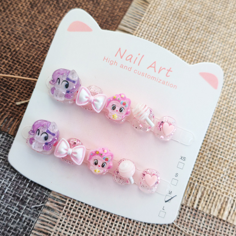 My Little Pony Pinkie Pie Kidsren's Wearable Nails 3-6-12 Years Old Handmade Cartoon Cute Kidsren's Nail Patches