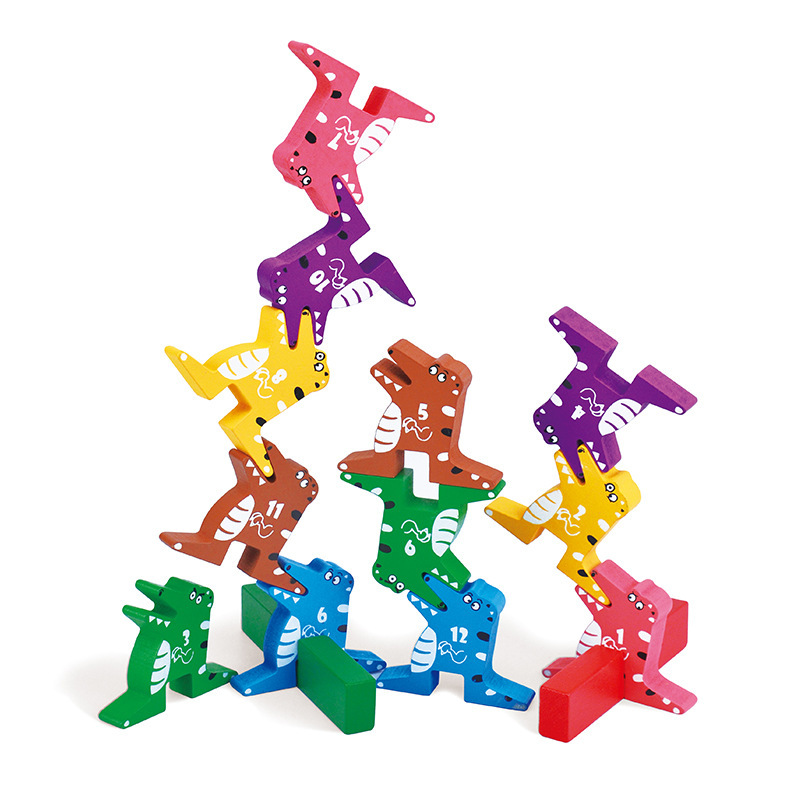 De los niños de madera bebé divertido cocodrilo Jenga inteligencia equilibrio Jenga padres e hijos de escritorio juguetes educativos