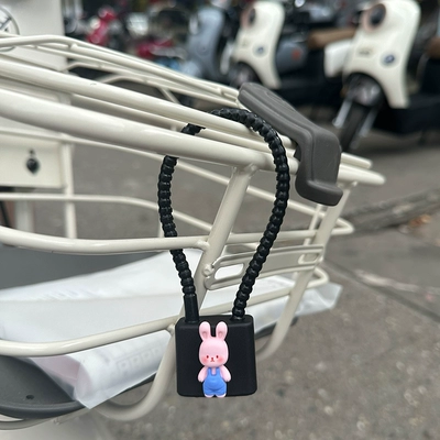 [Fang language] electric battery car Helmet lock - 20cm-thick-steel-cable-rope-key-style-black-blue-strap-rabbit