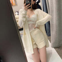 比弗利名媛金扣气质外套中长款开衫毛针织衫女秋修身毛衣