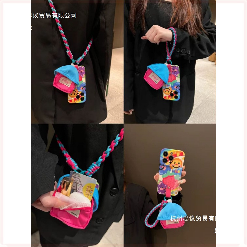 Manufacturer Xiaohongshu Mini Schoolbag Apple 16Promax Mobile Phone Case Iphone15Pro Female 12 Soft 13 Diagonal 4