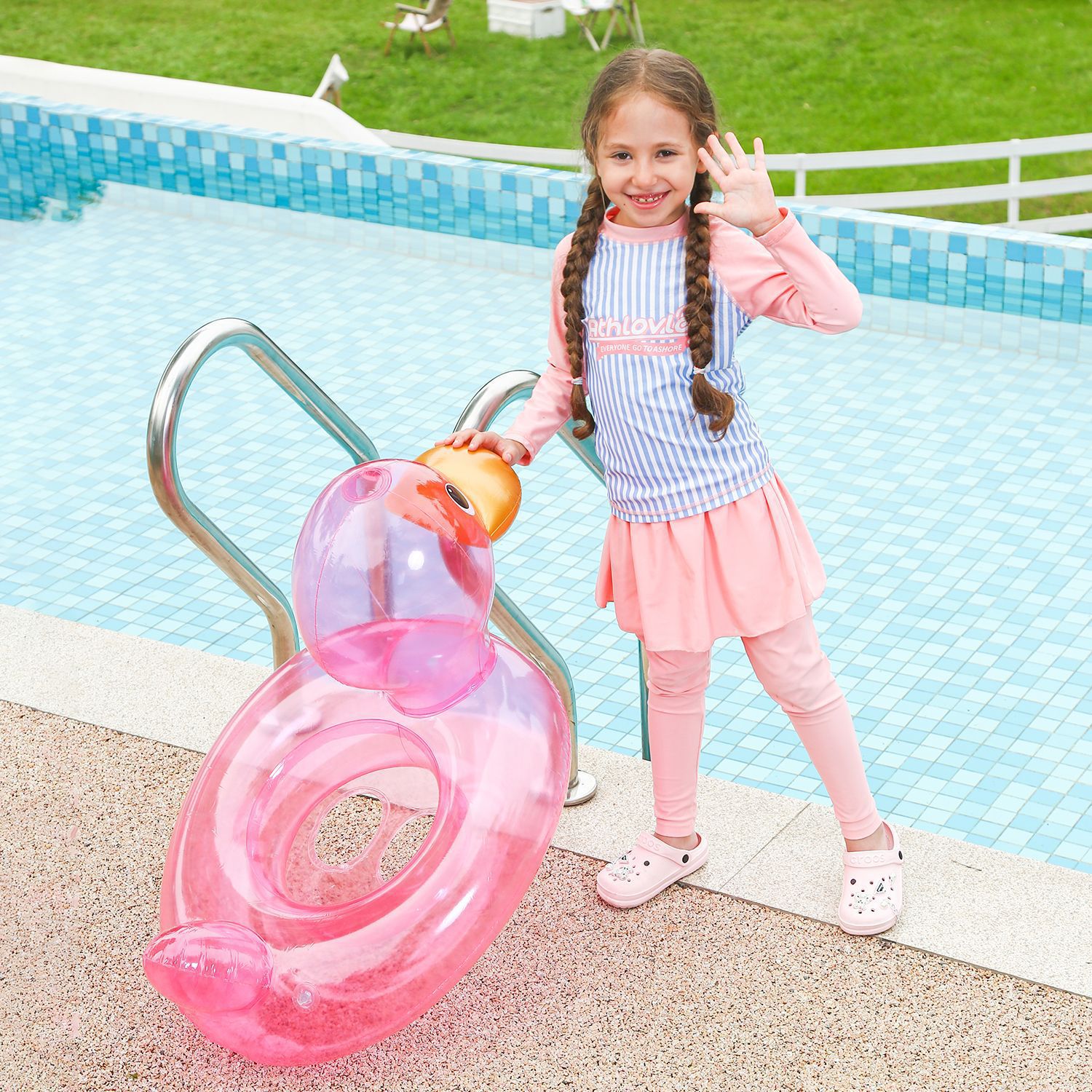 Xia Le bebé anillo de natación a prueba de sol con volante asiento de bebé barco cuerno barco hogar niños natación anillo piscina juguete