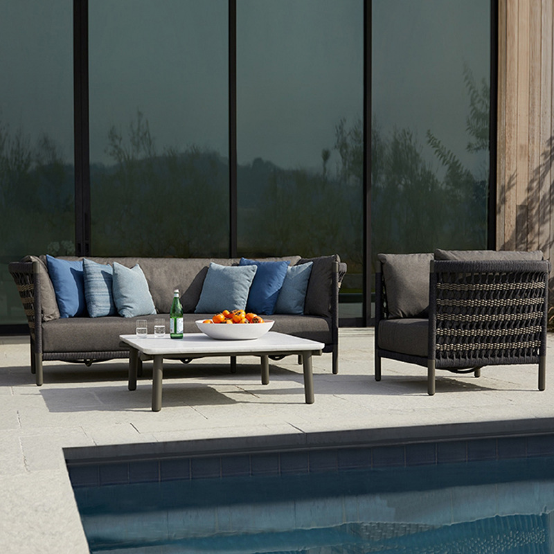 Ratán al aire libre sofá combinación diseñador creativo modelo Estilo nórdico jardín protección solar muebles image 3