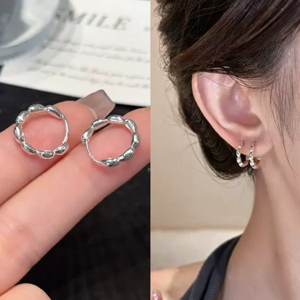 Tiktok Trending Seven-Grain Rice Earrings, Traditional Handmade Personalized Adjustable Rings, Enamel Light Luxury Fashion Ear Clips Wholesale