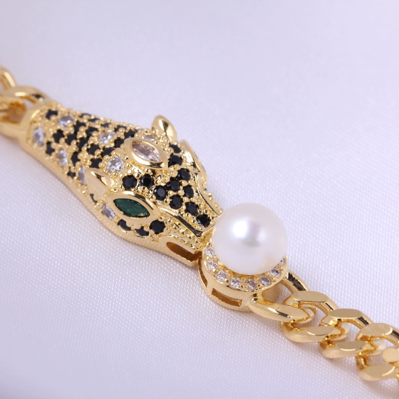 Bracelet медь длинный браслет с цирконием жемчугом, аксессуары, 18 карат белое золото, DIY, европейский стиль