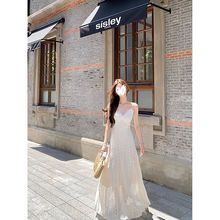 法式高级感白色蕾丝吊带连衣裙女夏季2025新款海边度假气质长裙子