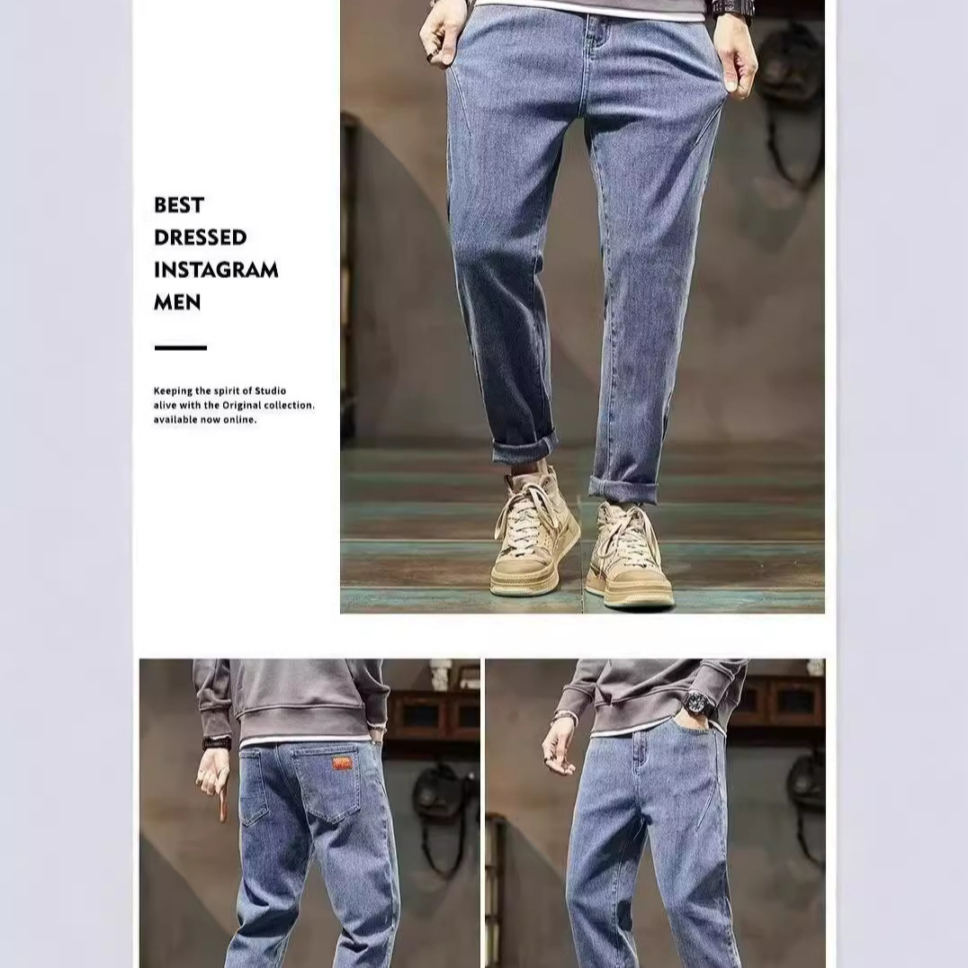 Mr. Fashion Tide-New Spring and Autumn Elastic Business Jeans Pantalones rectos de moda casual para hombres K127P55