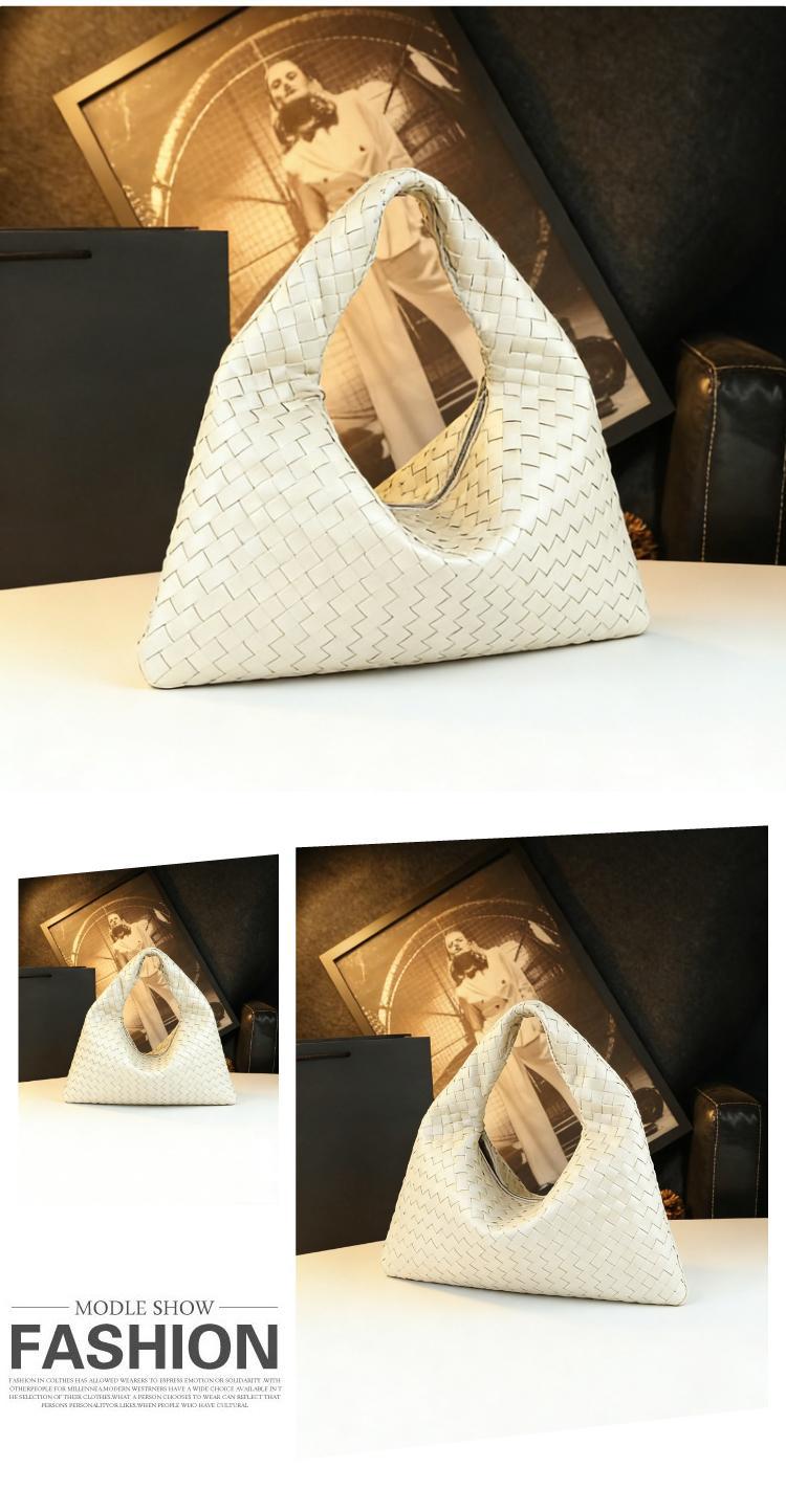 Túi da nữ dệt khí quyển đeo vai xa xỉ — màu cà phê, Rượu vang đỏ, màu vàng, bạc chi tiết 15