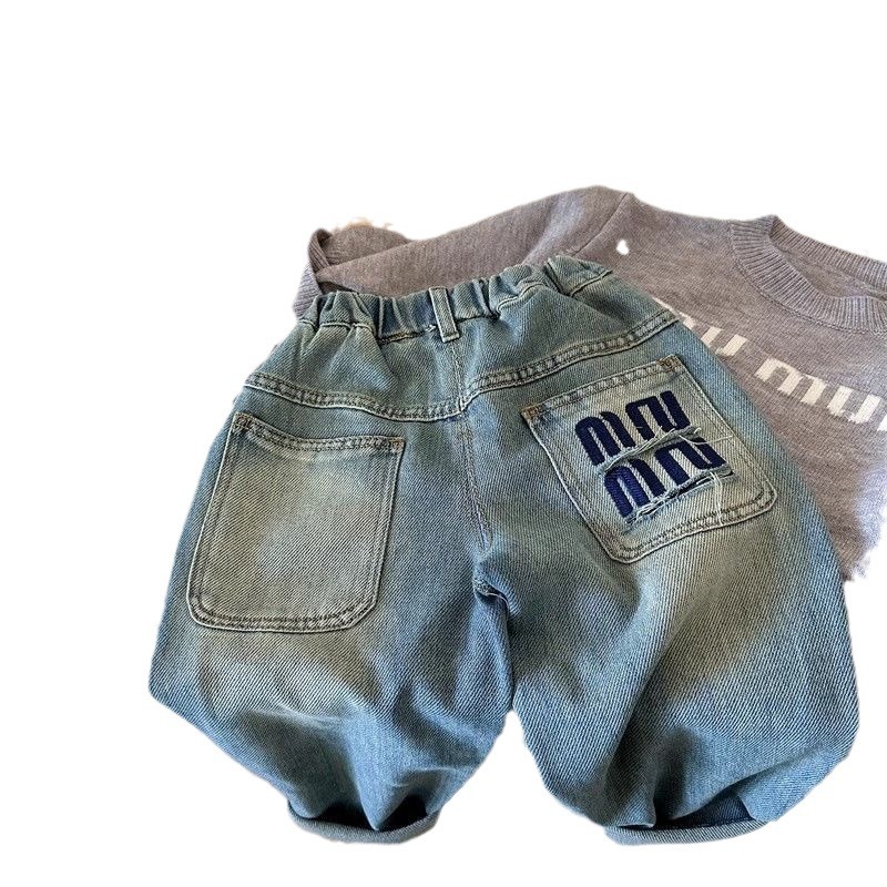 Nuevos pantalones de jeans infantiles Chunbao estilo de moda coreano pantalones recto para niños y niñas pantalones de letras jeans ropa infantil image 5