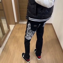 秋冬季高品质学生同款DG牛仔裤男士轻奢拼接裤子男休闲潮流直筒裤