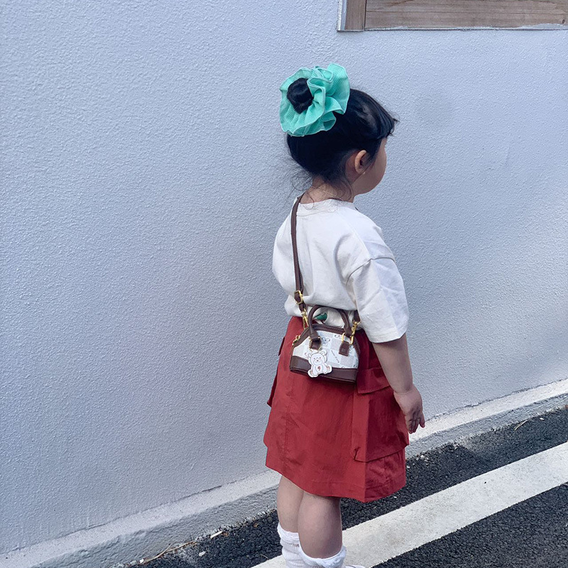 Bolso de hombro para niños y niñas de estilo coreano mini lindo oso estampado bolso de bebé nuevo bolso de concha para niños