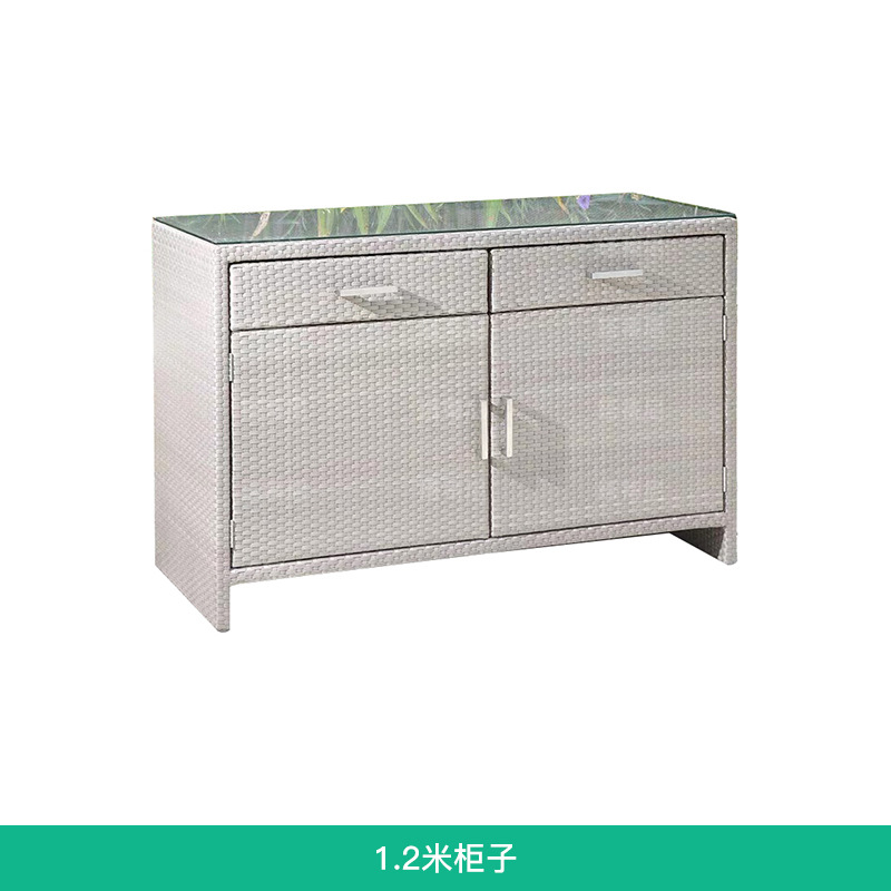 Mueble de almacenamiento de ratán para exteriores, mueble zapatero tejido para balcón, mueble de almacenamiento para recibidor, mueble de comedor para patio exterior impermeable y resistente al sol. image 7