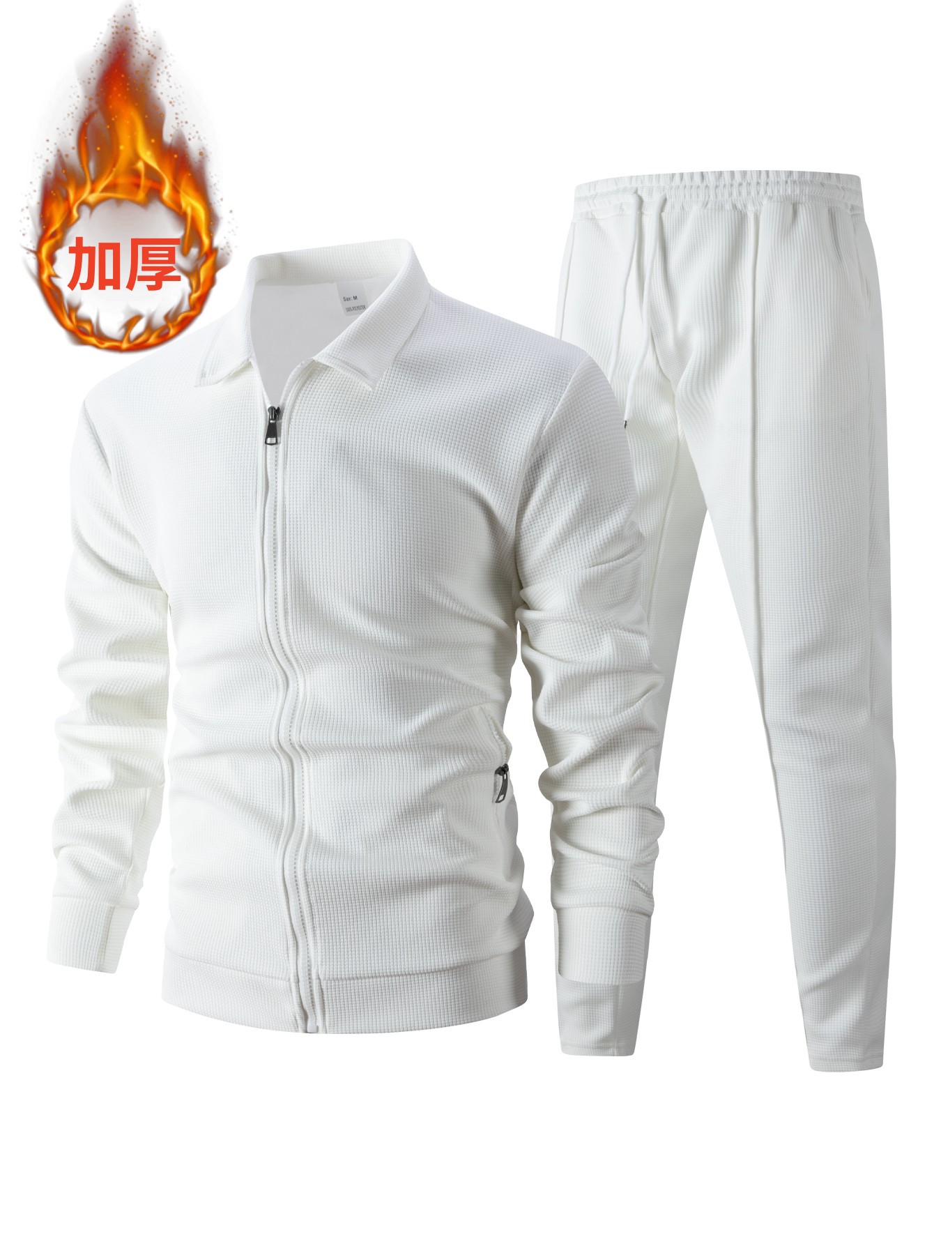 2025 Chaqueta transfronteriza para hombre otoño juventud waffle bolsillo con cremallera solapa cárdigan delgado traje de chaqueta para hombre