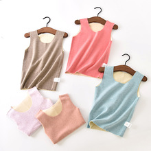 秋冬季儿童保暖背心德绒蚕丝无痕内穿打底衫中大童宝宝无袖马甲