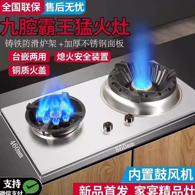 家宴霸王猛火灶煤气炉家用双灶天然气液化气台式嵌入式燃气灶两用