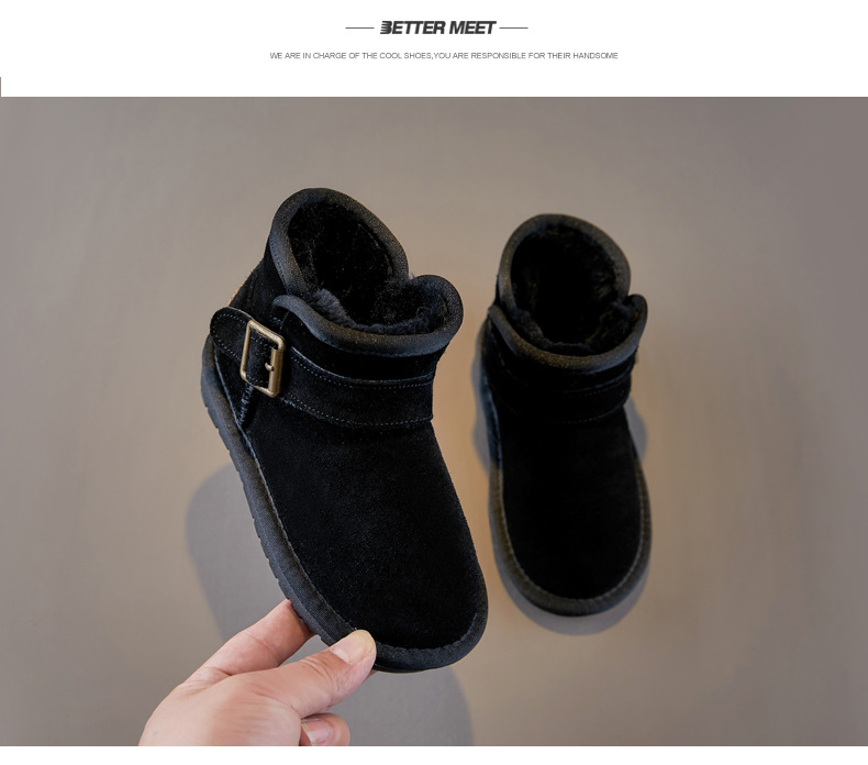 Bottes de neige pour enfants, chaussures d'hiver chaudes en coton pour garçons, bottes courtes pour filles, chaussures en coton imperméables et épaisses pour bébé_voghion.com