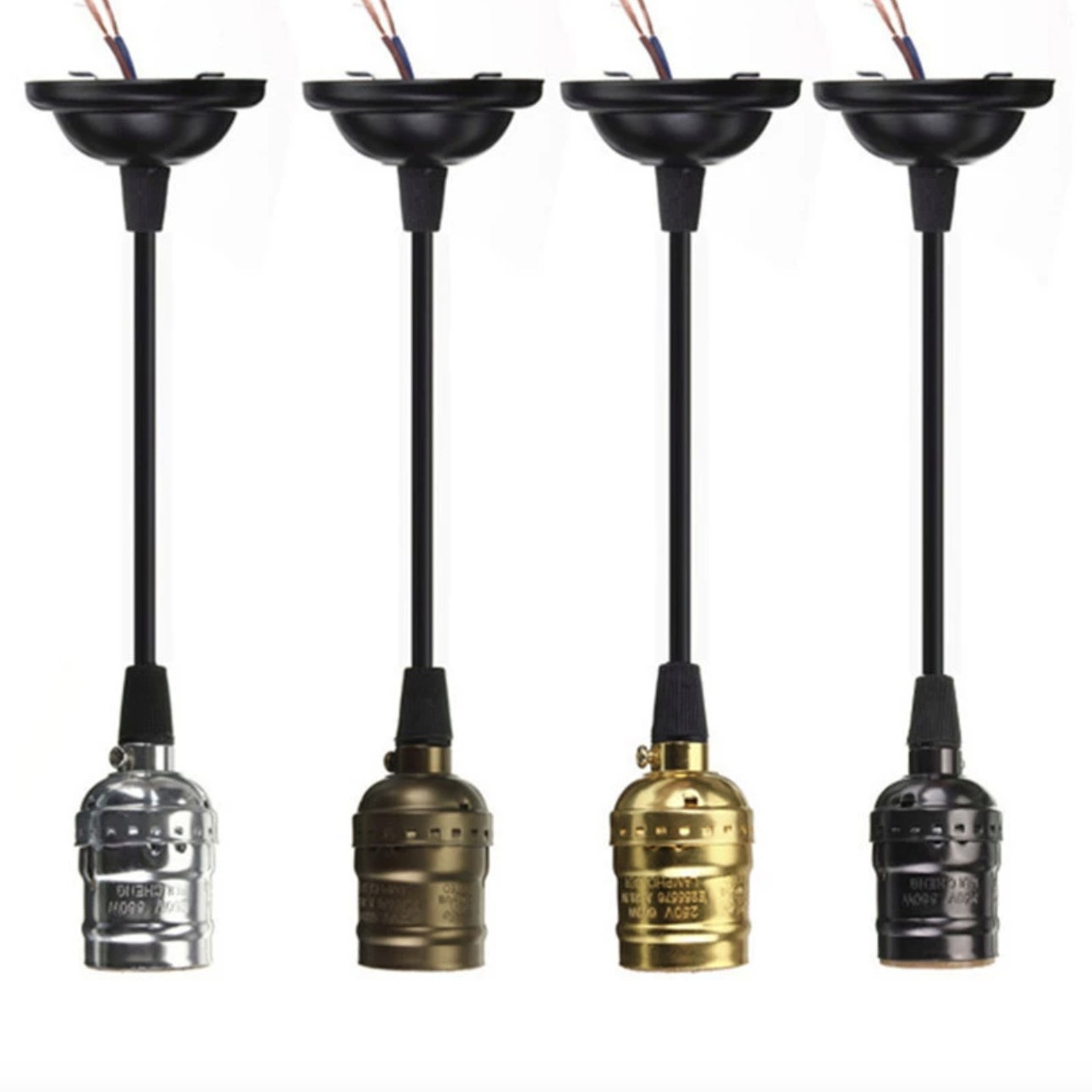 Edison retro con línea e27 cabeza de lámpara bar americano restaurante simple lámpara de lámpara candelabro de aluminio dorado e26 soporte de lámpara
