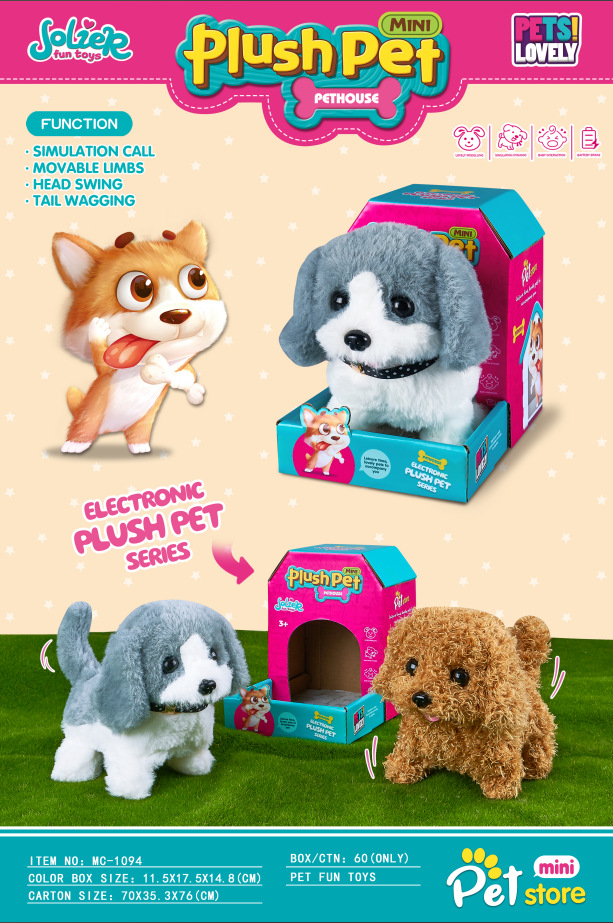 Perro de peluche eléctrico pequeño / pequeño husky + hueso Perro de peluche eléctrico pequeño / pequeño husky + hueso