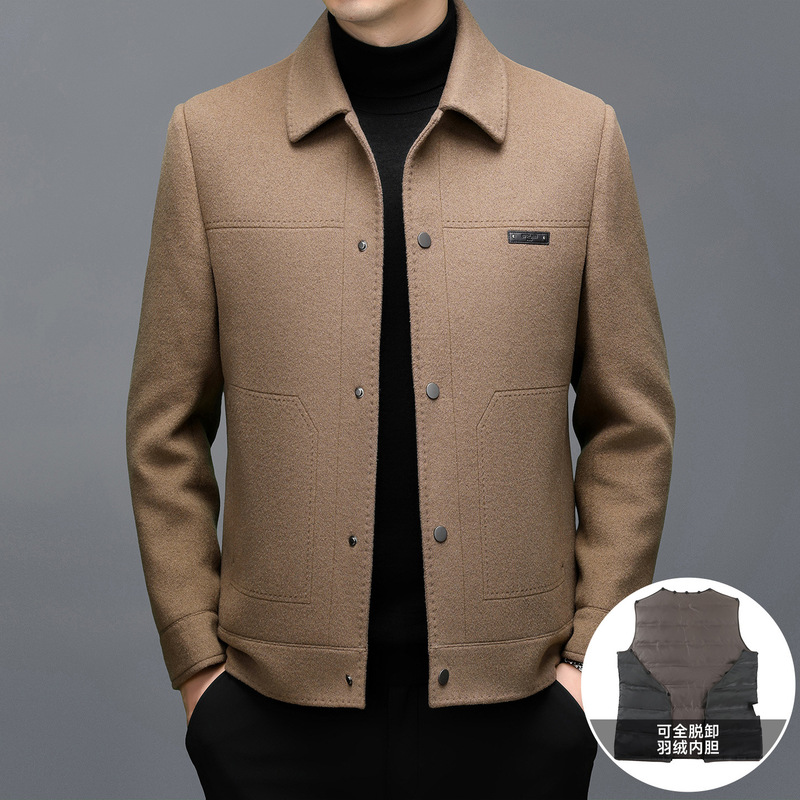 Authentic Double-Sided Wool Coat for Men, 2025 Autumn and Winter Casual Men's Jacket, Warm down Men's Outerwear
