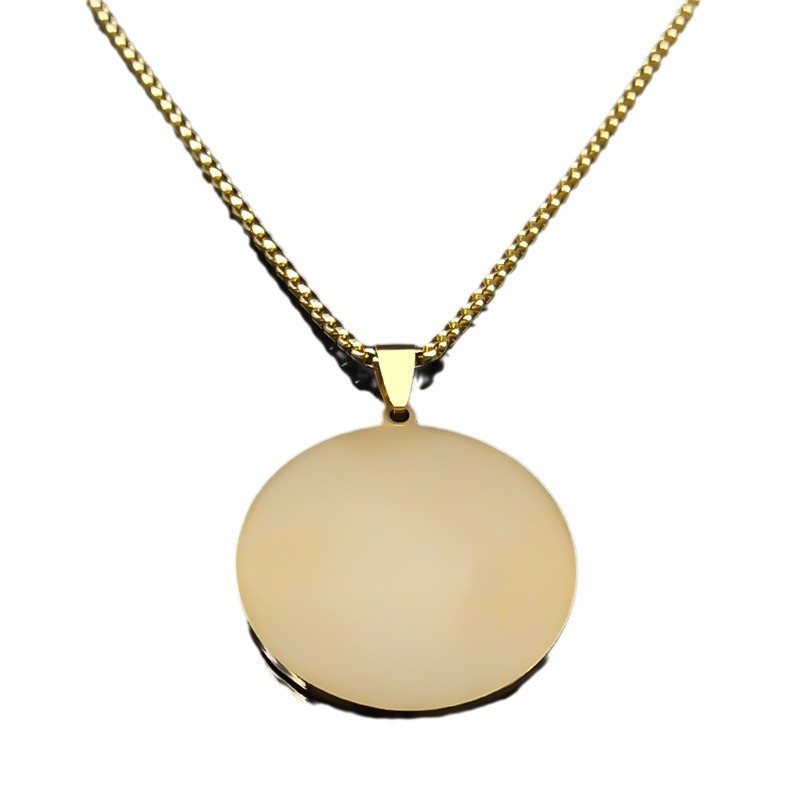 Nouveau pendentif rond personnalisé avec gravure biblique et incrustation de diamants, en acier inoxydable, couleur inaltérable, idéal pour l'été._voghion.com