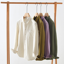 7322男士日系长袖衬衫青年时尚百搭文艺休闲宽松上衣一件代发